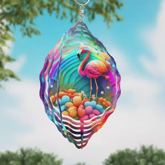Flamingo Colorful Novelty Metal Wind Spinner