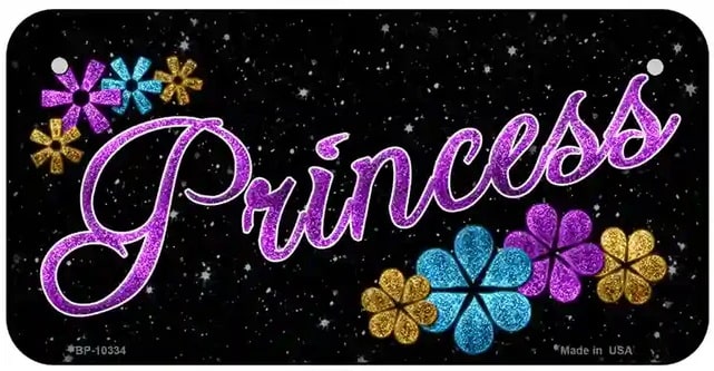 Princess Glittery Bicycle License Plate