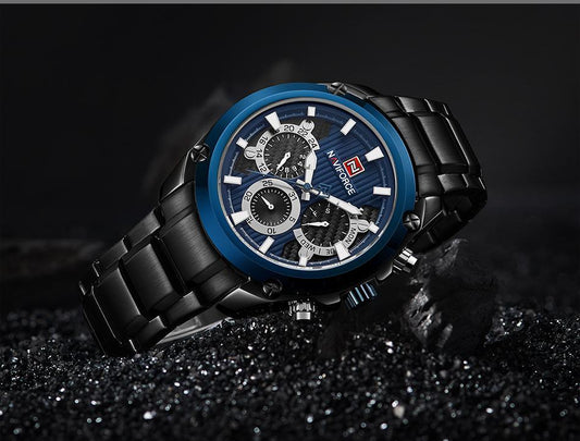 Men's Waterproof Stainless Steel Watch With Chronometers Business Style Wristwatch Unique Design Perfect Gift