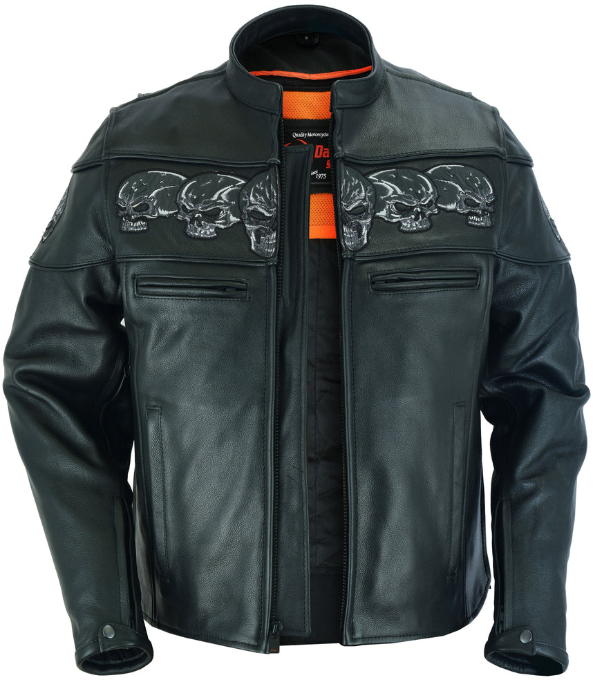 DS Men’s Black Reflective Skulls Scooter Jacket