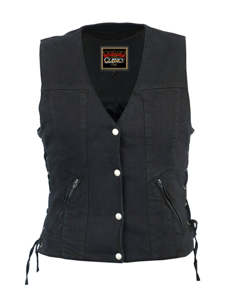 Full Front Daisy Denim Vest