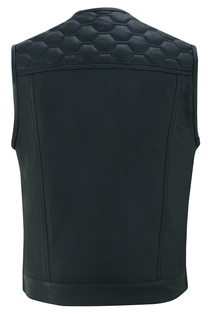 Back Of Black Horse Men's Leather Motorcycle Vest