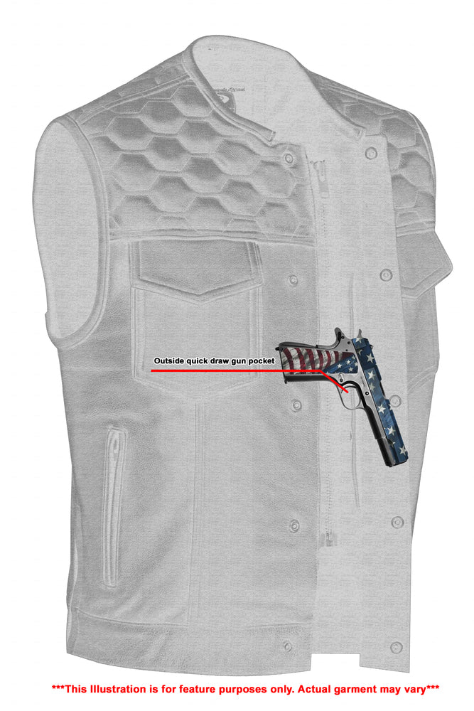 DS Black Horse Men's Leather Motorcycle Vest