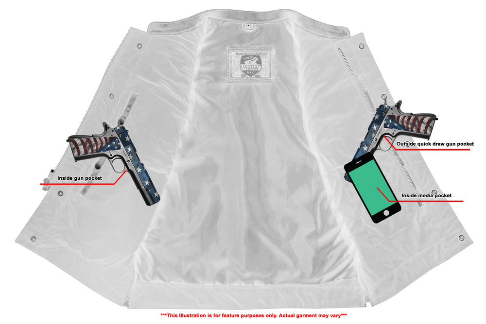 Xray View Black Horse Men's Leather Motorcycle Vest