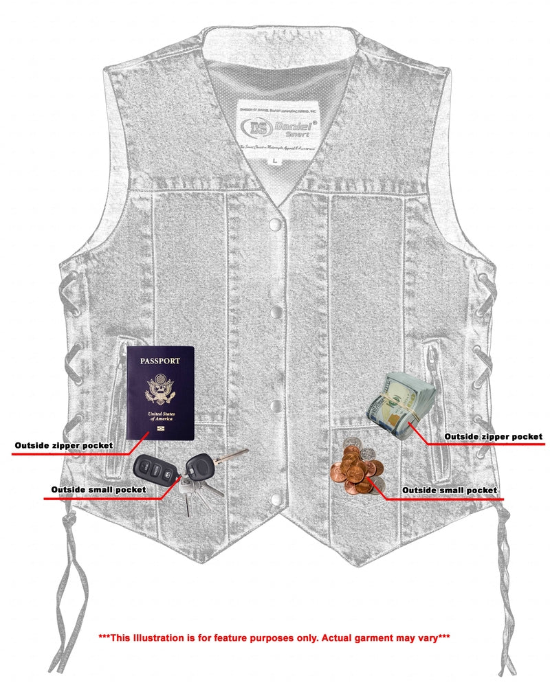 Xray DM Women's 6 Pocket Denim Utility Vest - Blue
