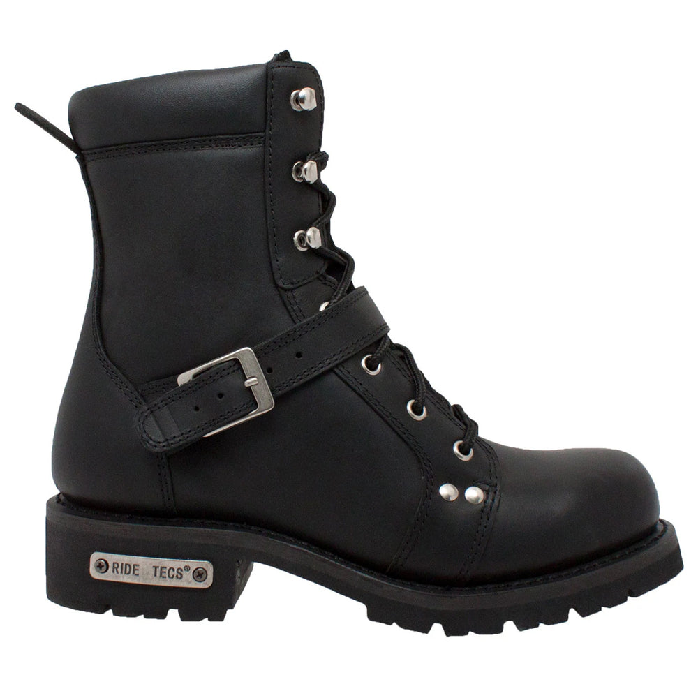 Buckle View Men's 6" YKK Zipper Black Biker Boot