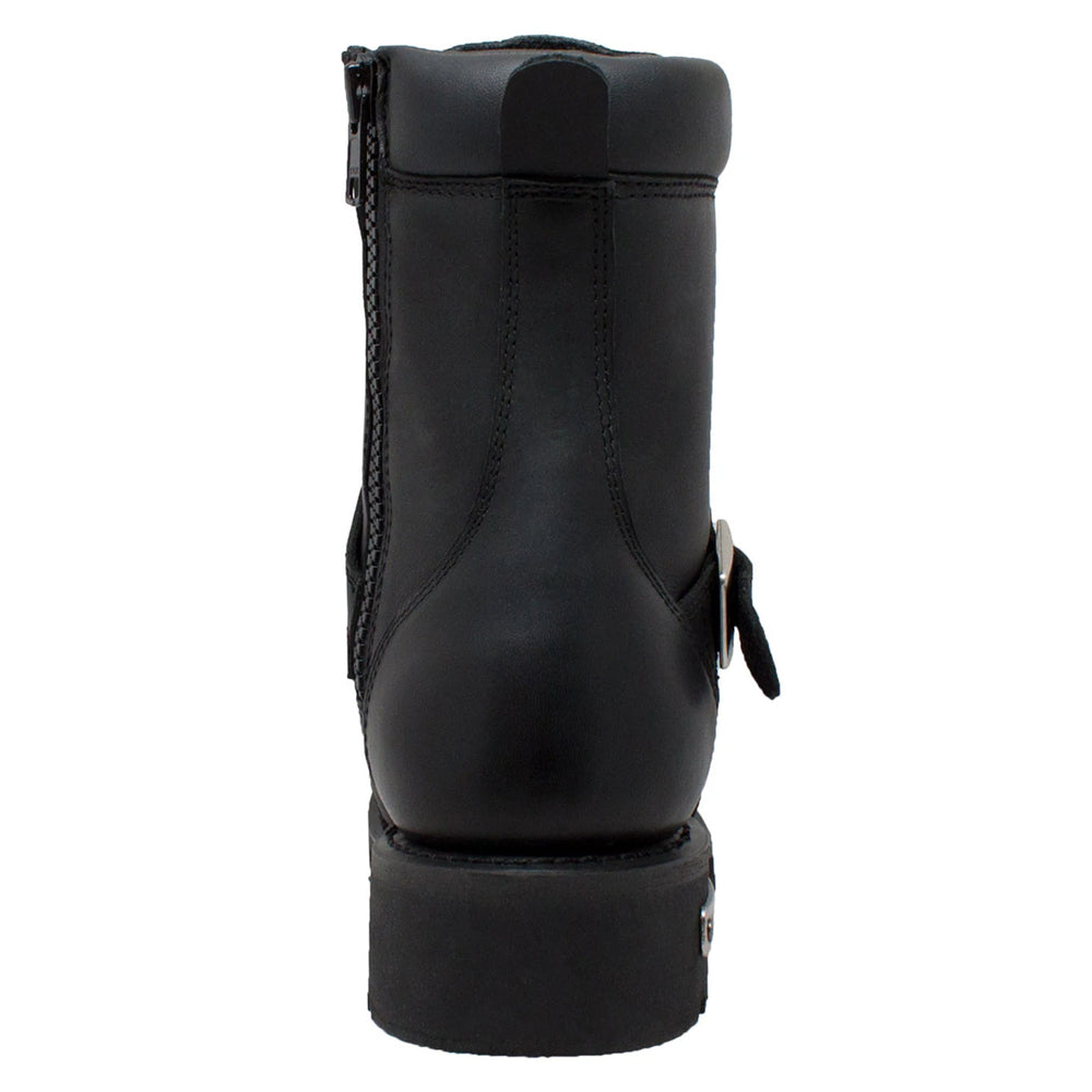 Rear View Men's 6" YKK Zipper Black Biker Boot