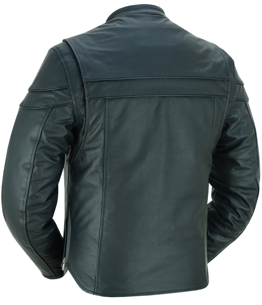 DS Full Hand Black Leather Motorcycle Jacket