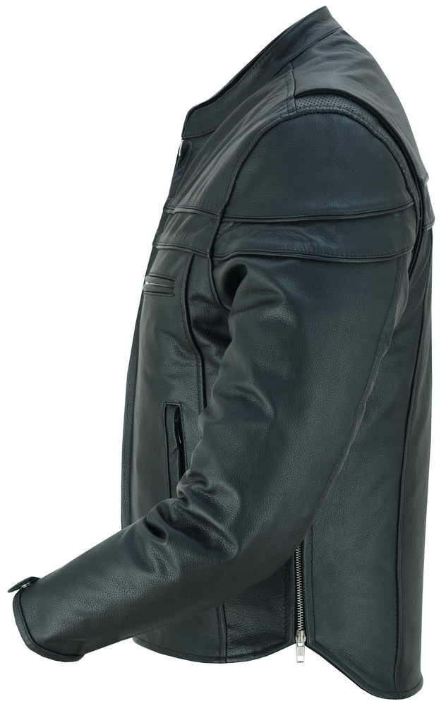 DS Full Hand Black Leather Motorcycle Jacket