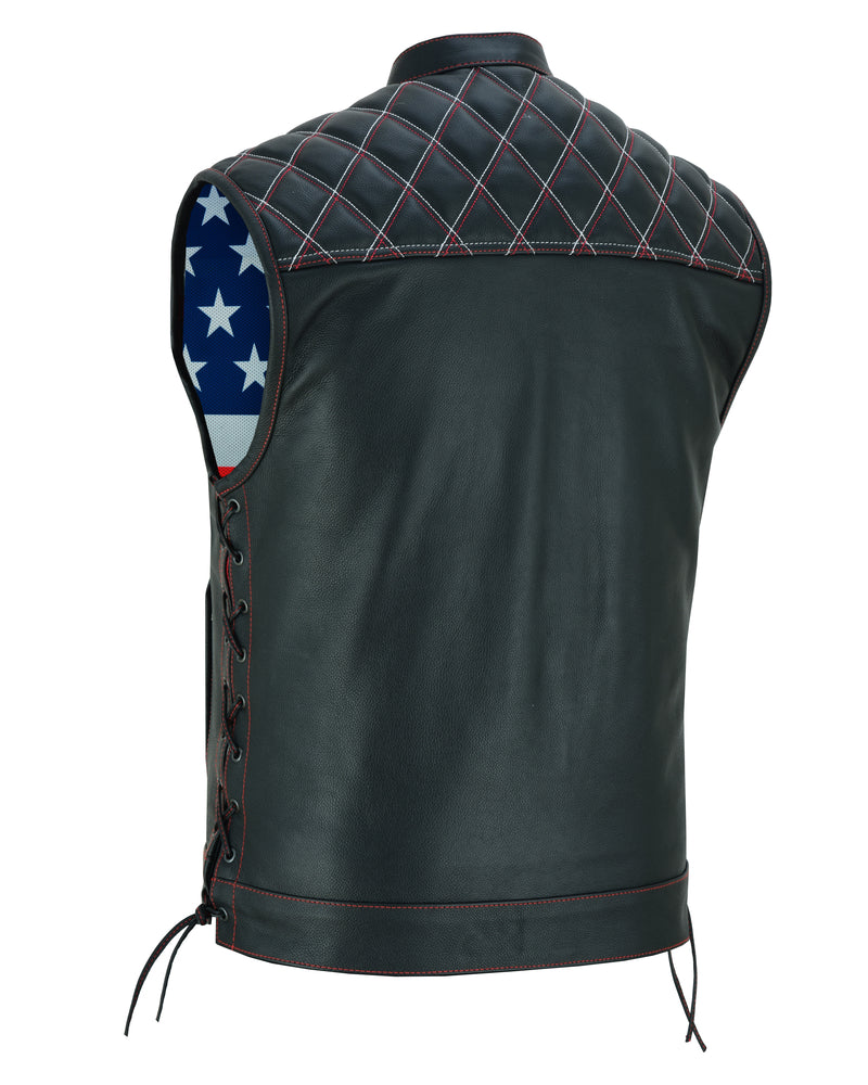 DS Men's Road Edge Leather Black Vest – Removable Hood