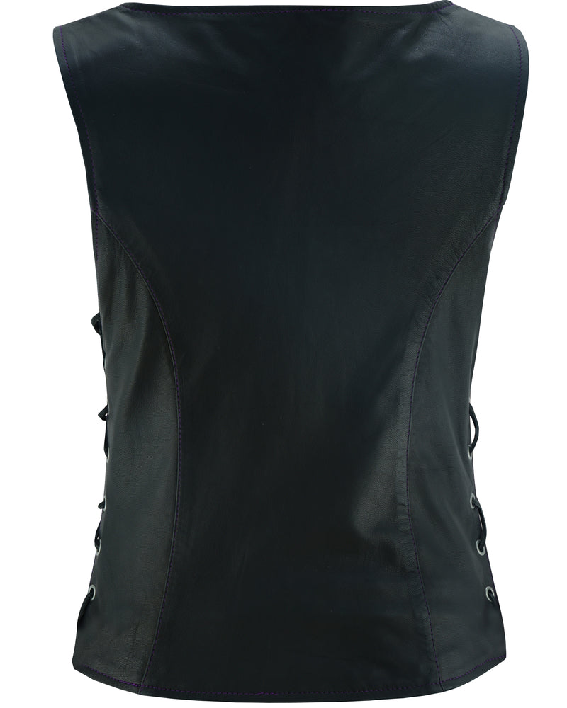 Back View Purple Paisley Biker Girl Vest