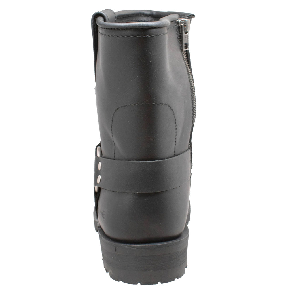 Rear View Mens 7" Harness Motorcycle Boots With Zipper