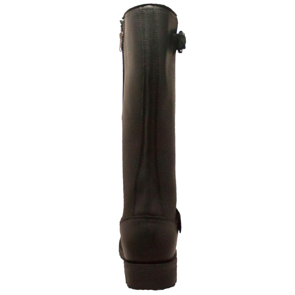 Rear View Men's 16" Engineer Soft Leather Boots With Side Zipper
