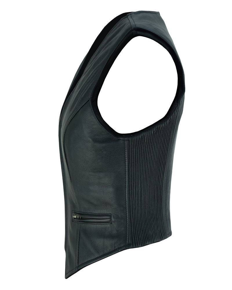 Side View DS Women's Stylish Lightweight Zipper Front Vest
