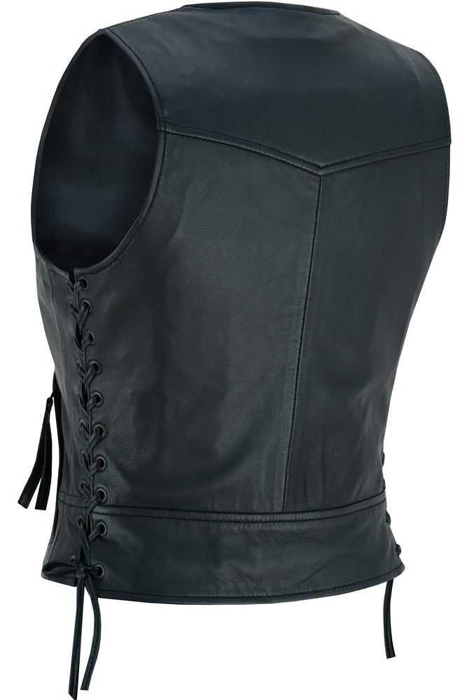 Side View DS Women's Lightweight Vest with Rivets Detailing