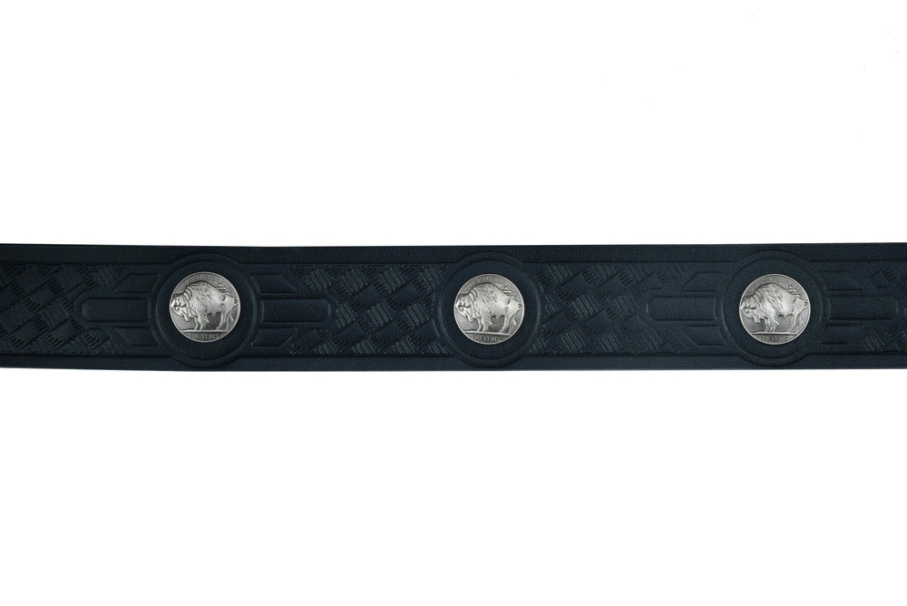 Buffalo Nickels on Classic Black Leather Belt