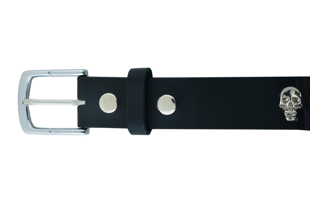 Buckle BLT Skull Heads Black Genuine Leather Belt