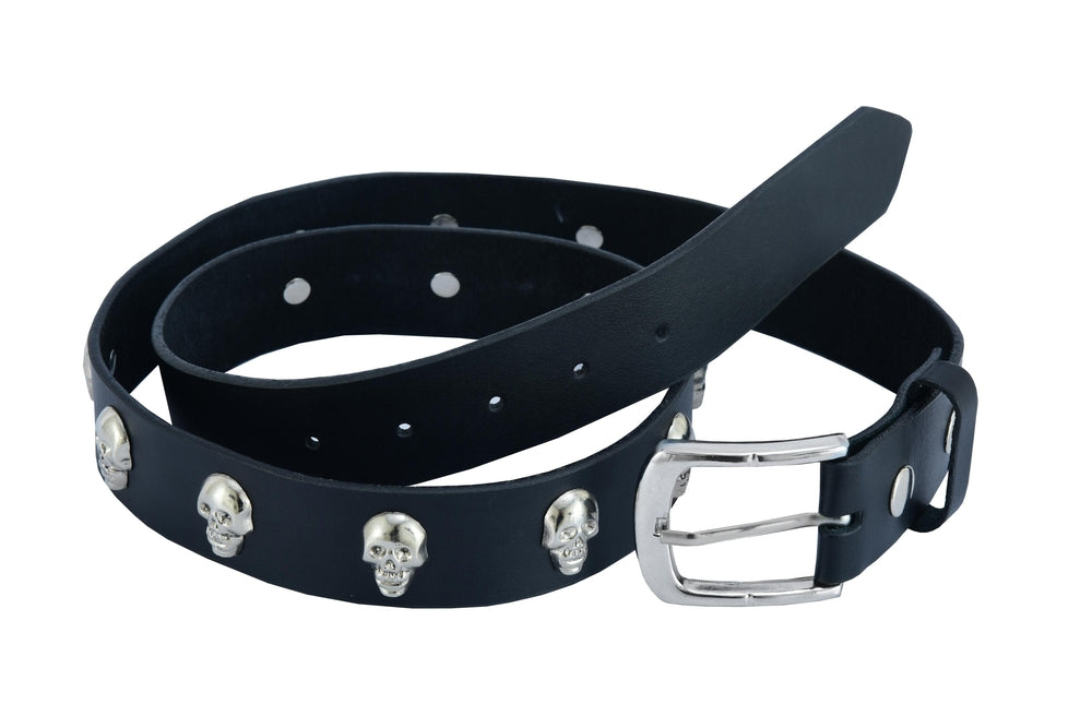 Alternate View BLT Skull Heads Black Genuine Leather Belt