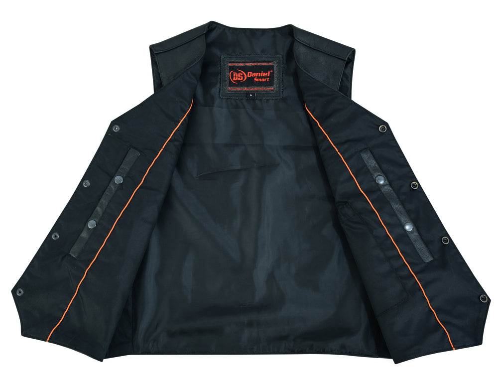 DS Men's Traditional Leather Motorcycle Vest - Black