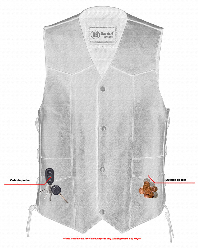 DS Men's Traditional Leather side lacing Vest - Black