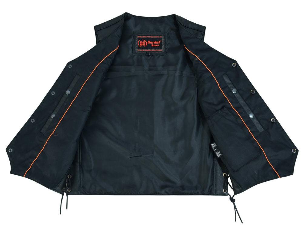 DS Men's Traditional Leather side lacing Vest - Black
