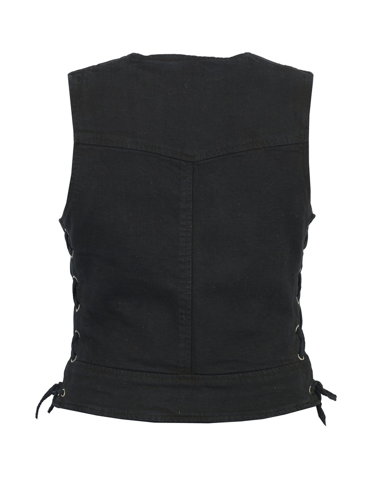 Back View DM Women's Stylish Black Denim Vest