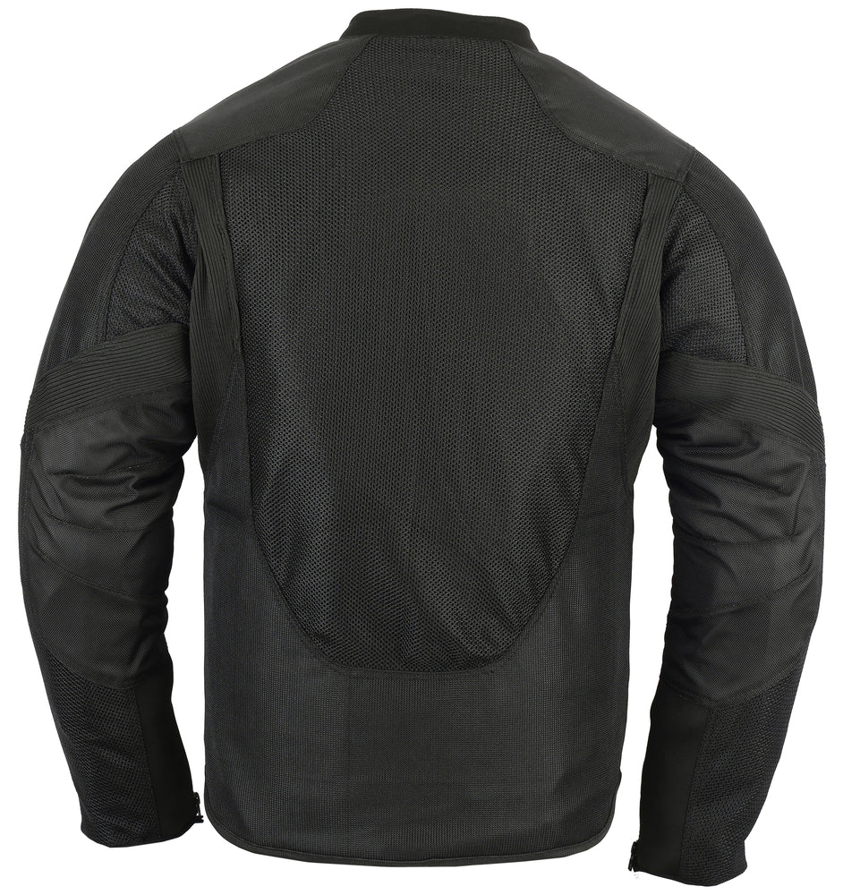 Rear View Men's Ventilated Mesh Motorcycle Jacket – Sporty, All-Season