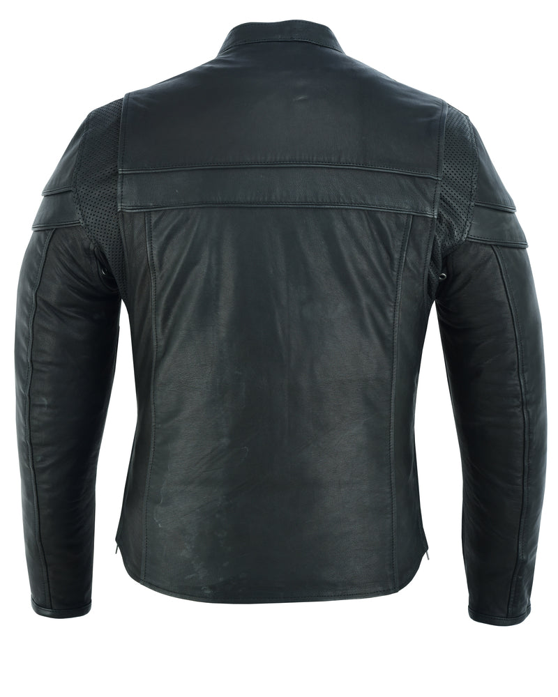 Back Of DS Men’s Tall Sporty Scooter Jacket – Naked Cowhide
