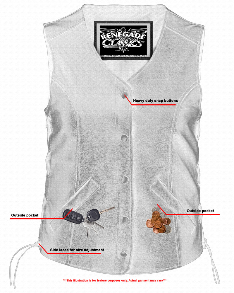Xray Clara Cowhide Open Neck Vest