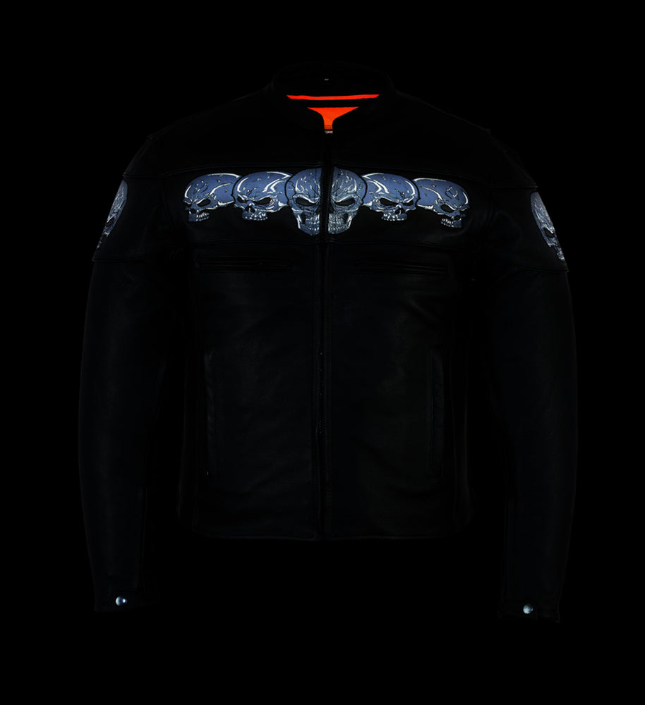 DS Men’s Black Reflective Skulls Scooter Jacket