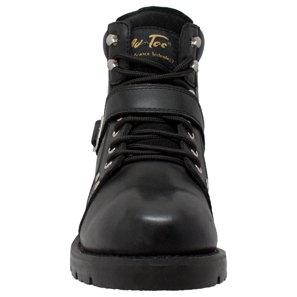 Front View Men's YKK Zipper Biker Boot-Black