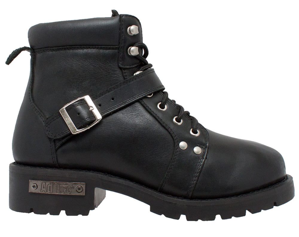 Side View Buckle Men's YKK Zipper Biker Boot-Black