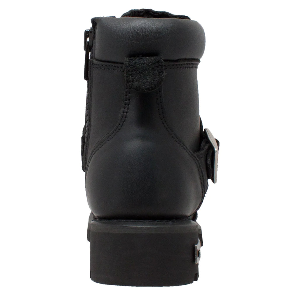 Rear Women's YKK Zipper Black Biker Boot