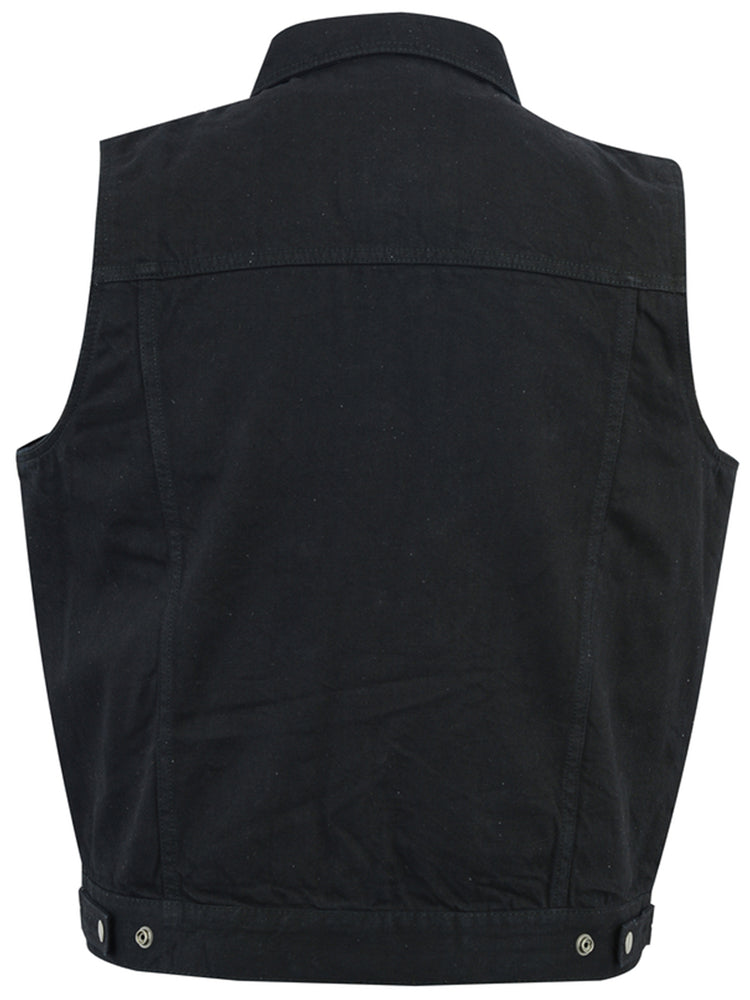 DM Snap Front Men's Denim Motorcycle Vest - Black