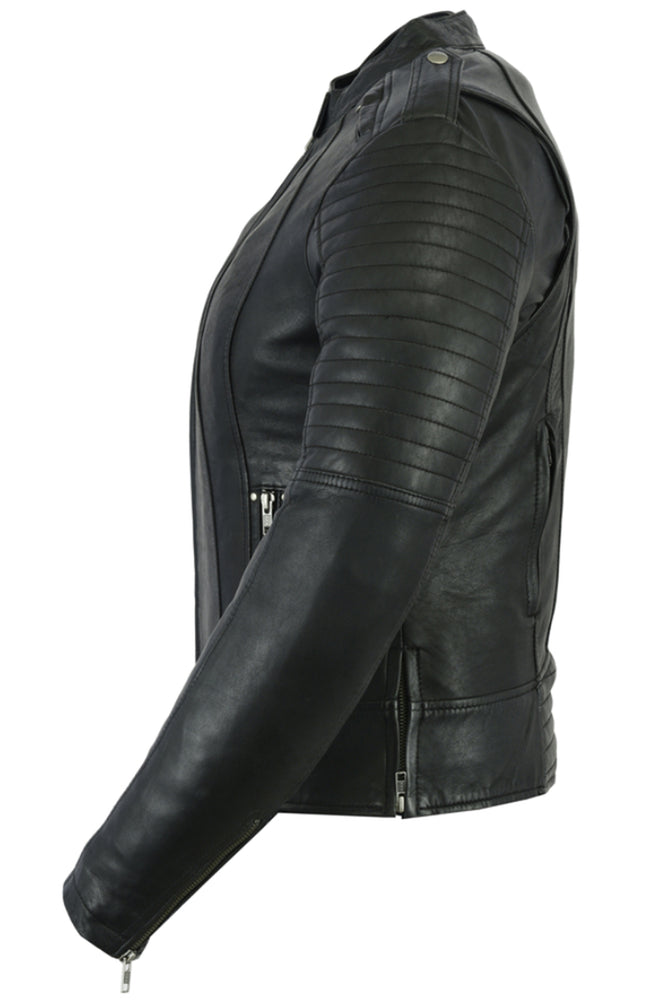 Side View Women's Updated Biker Style Jacket