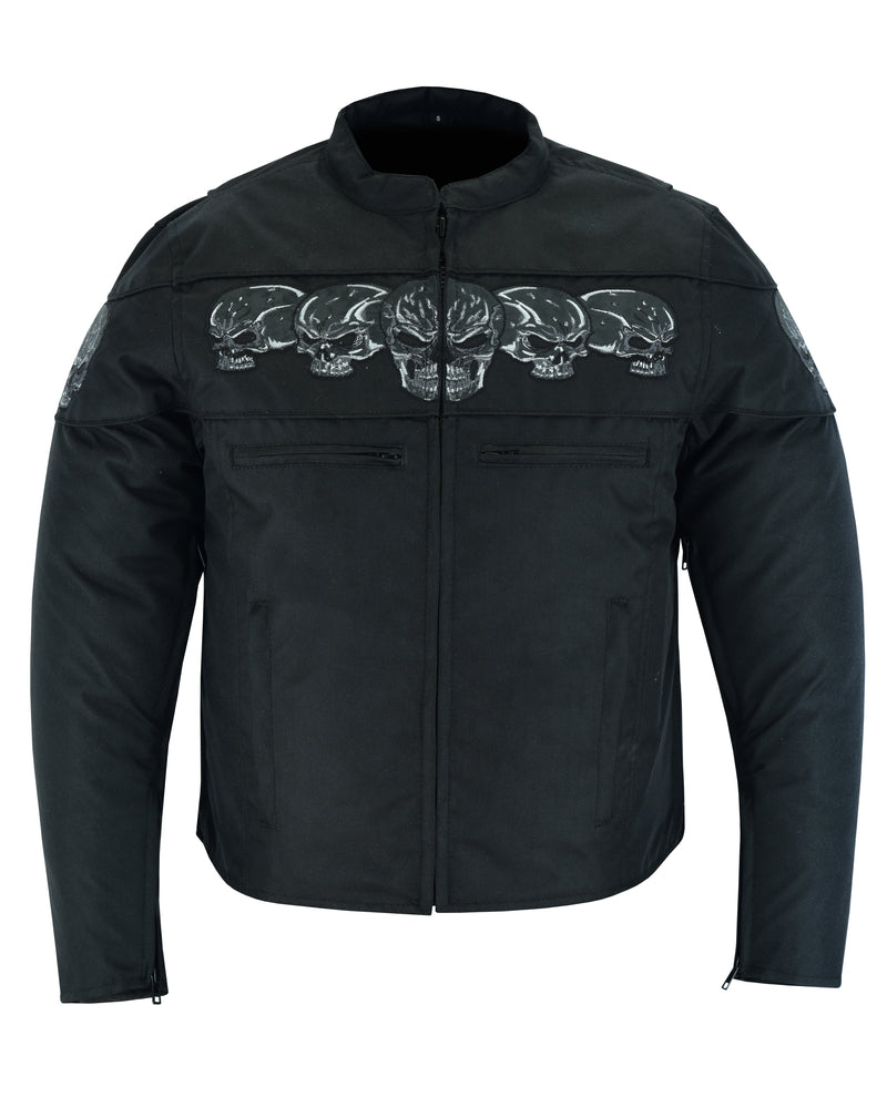 DS Men's Textile Scooter Style Jacket w/ Reflective Skulls