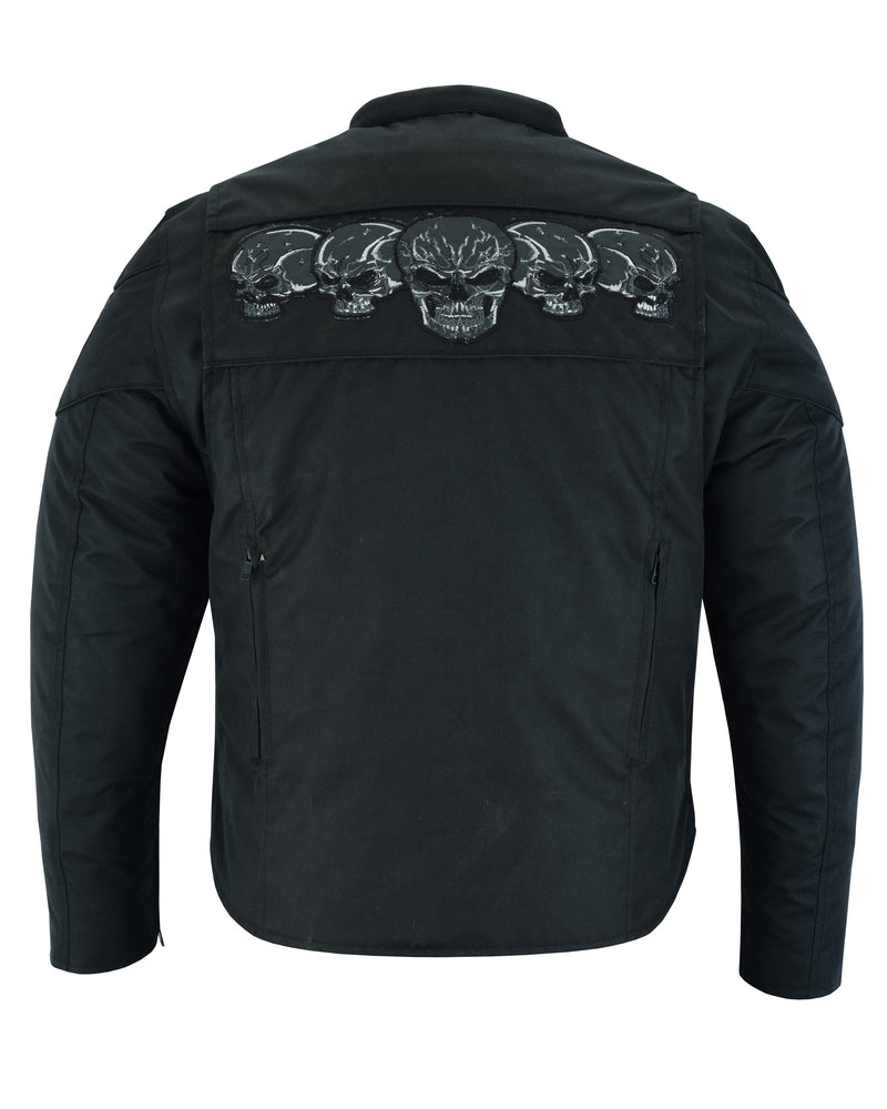DS Men's Textile Scooter Style Jacket w/ Reflective Skulls