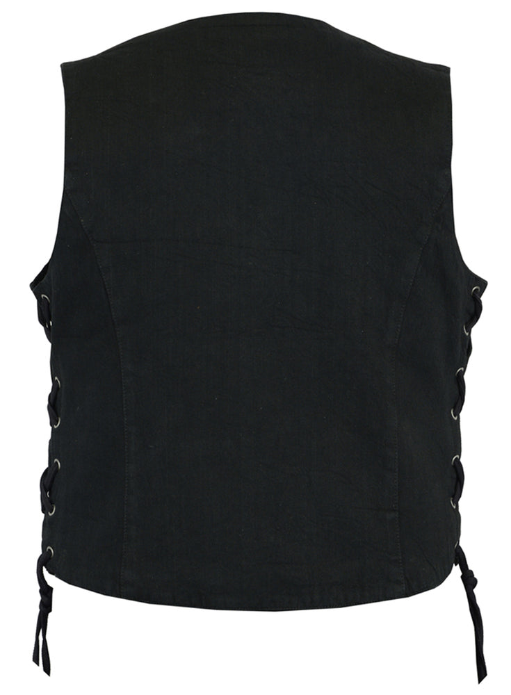 Back Of DM Women's Denim Classic Side Lace Vest