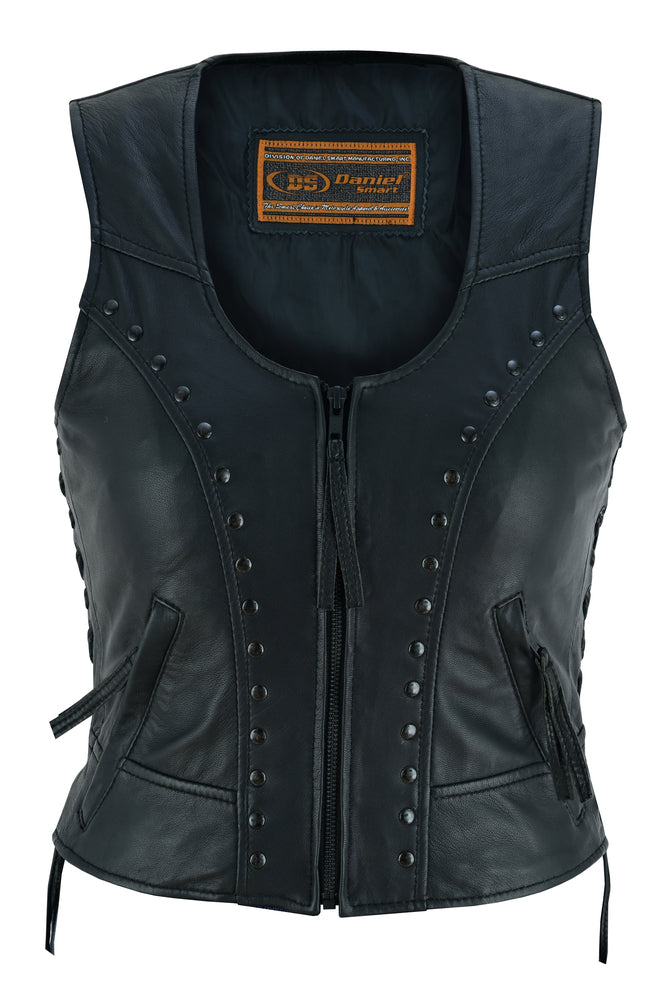 Full Front DS Women's Lightweight Vest with Rivets Detailing