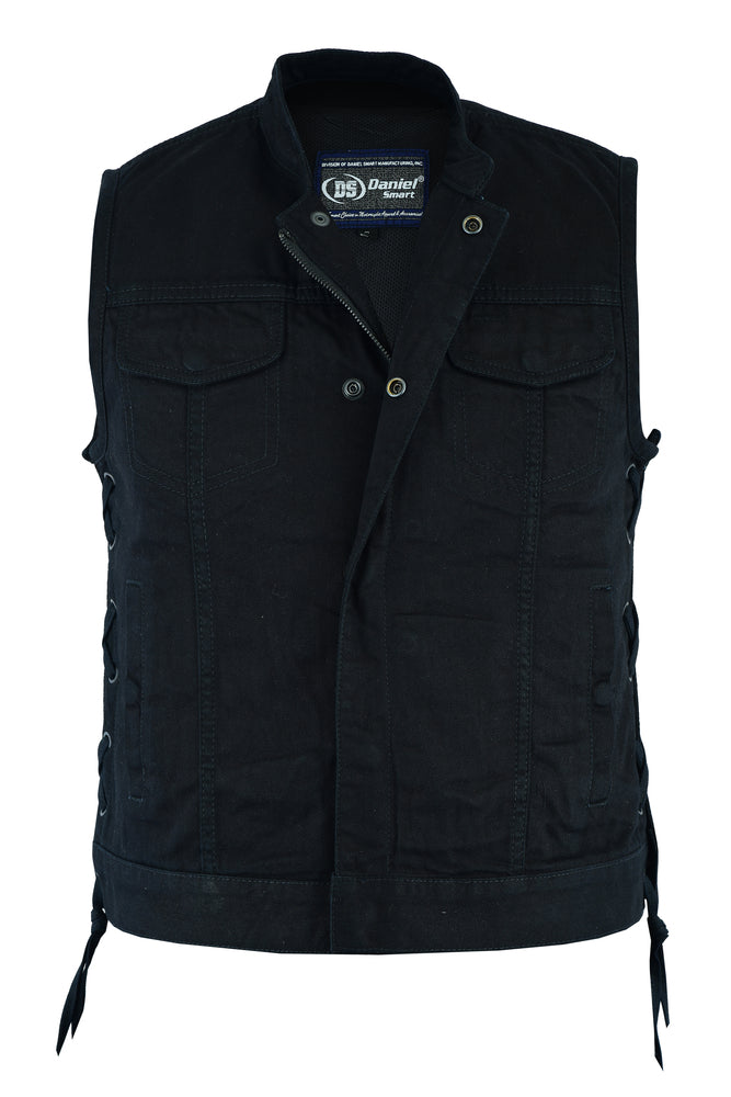 Front Of DM Women's Advance Side Laces Black Construction Denim Vest