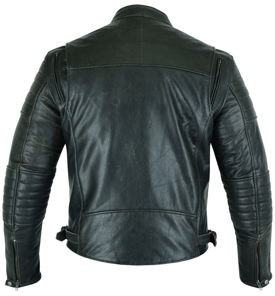 DS Men's Gun Metal Brown Crossover Leather Scooter Jacket