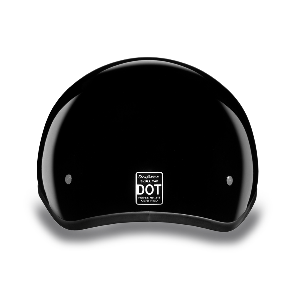 Back Side View D.O.T. DAYTONA SKULL CAP- HI-GLOSS BLACK