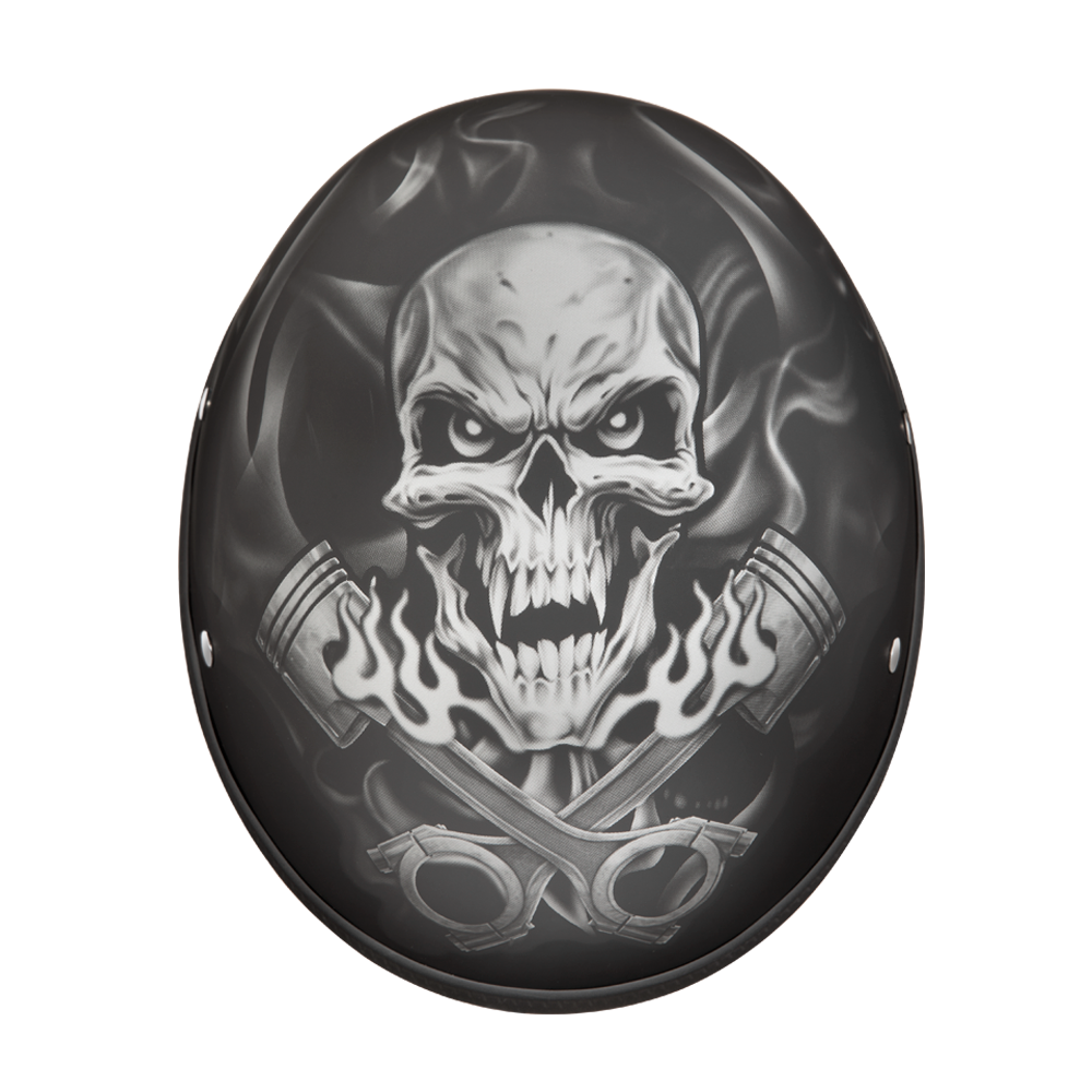 Top View D.O.T. DAYTONA SKULL CAP - W/ PISTONS SKULL