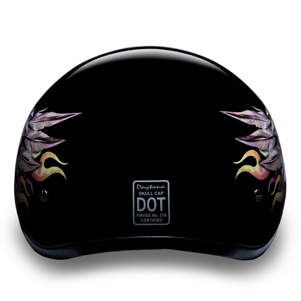 Rear View D.O.T. DAYTONA SKULL CAP - W/ SKULL WINGS
