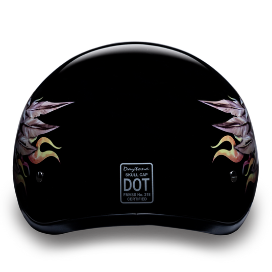 Rear View D.O.T. DAYTONA SKULL CAP - W/ SKULL WINGS