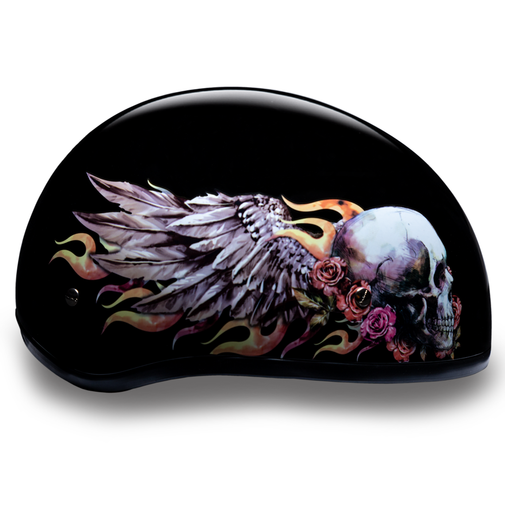 Side View D.O.T. DAYTONA SKULL CAP - W/ SKULL WINGS