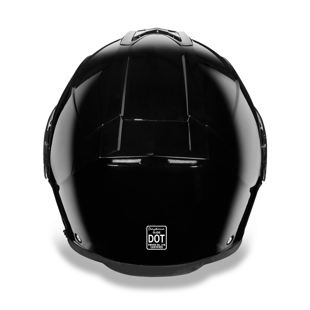 Rear View D.O.T. DAYTONA GLIDE - HI-GLOSS BLACK HELMET