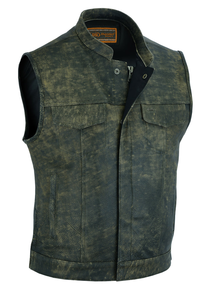 DS Men's Antique Brown Leather Motorcycle Vest