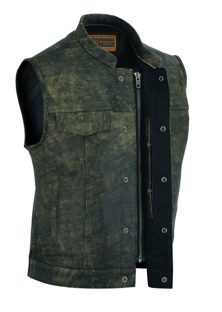 DS Men's Antique Brown Leather Motorcycle Vest