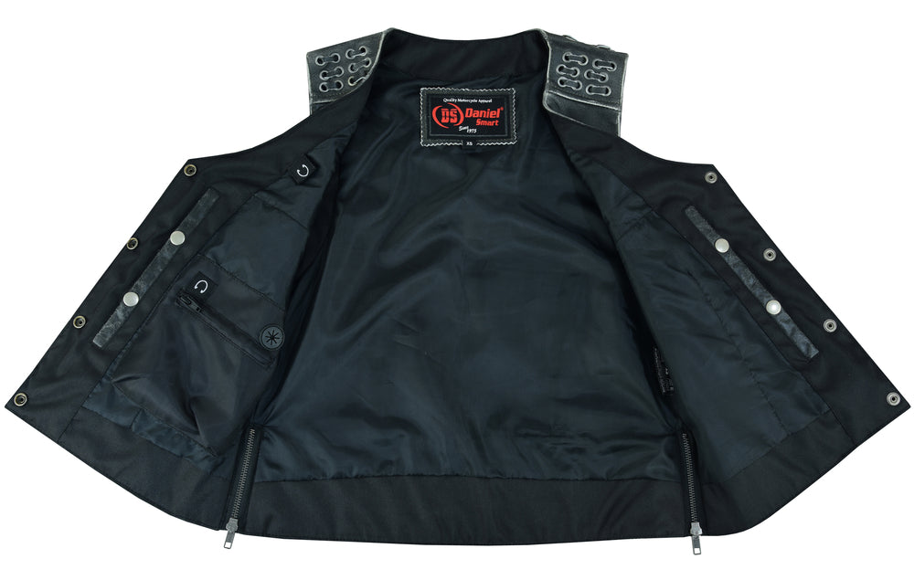 Liner DS Women's Gray Vest with Grommet and Lacing Accents